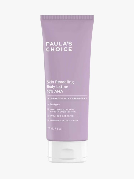 Paula’s Choice Skin Revealing Body Lotion 10% AHA in branded tube component on a light gray background